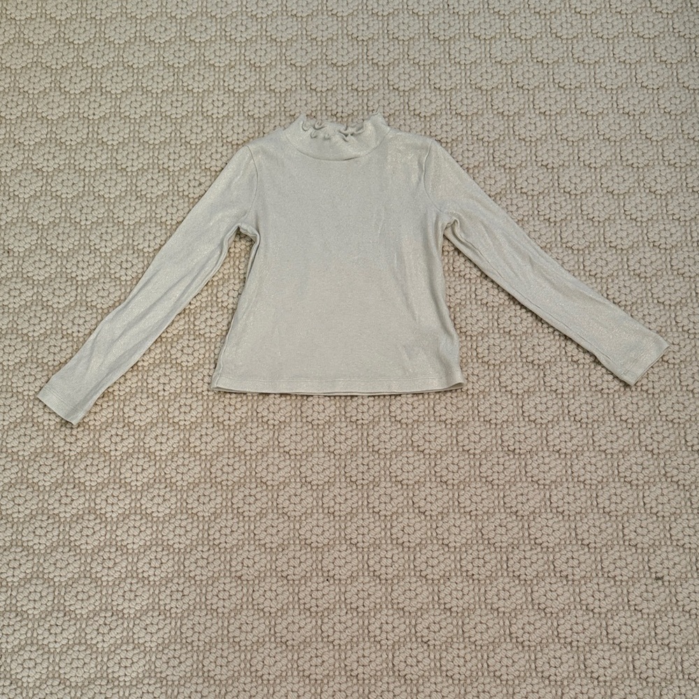 Shimmery Cream Long Sleeve Mock Neck Top